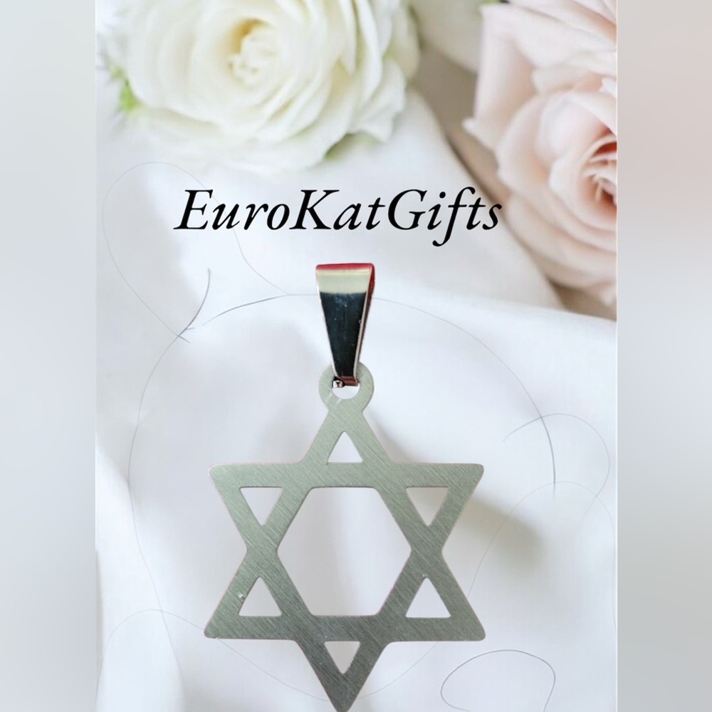 NEW Shiny Silver Star of David Pendant NWT